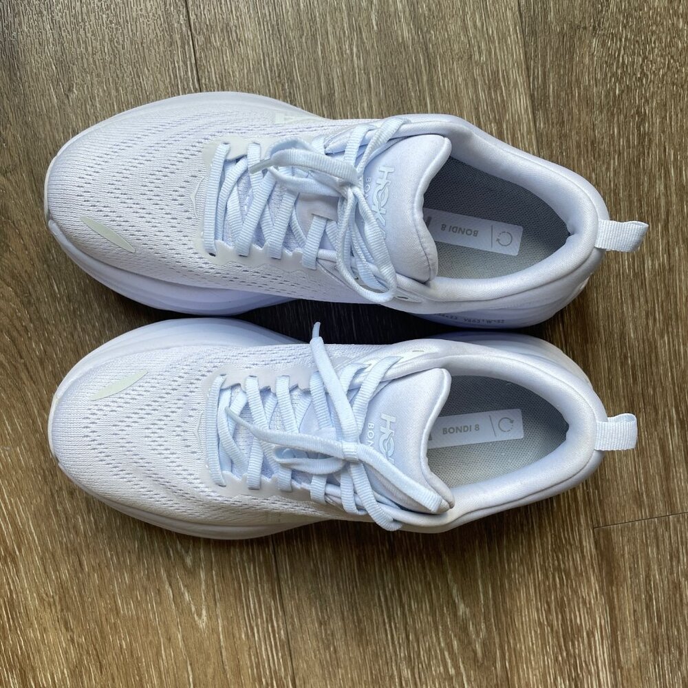 HOKA | Women's Bondi 8 White Running Shoes | Size 7.5